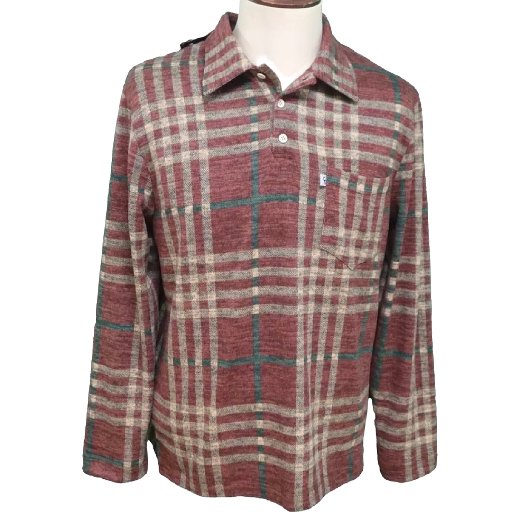 Polo manches longues rouille/beige