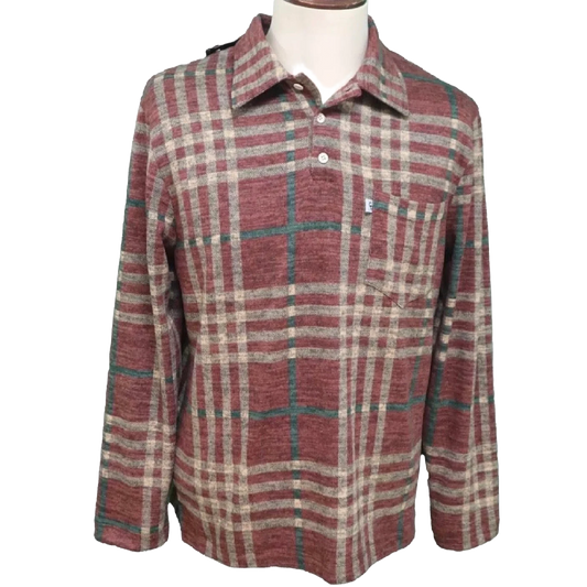 Polo manches longues rouille/beige