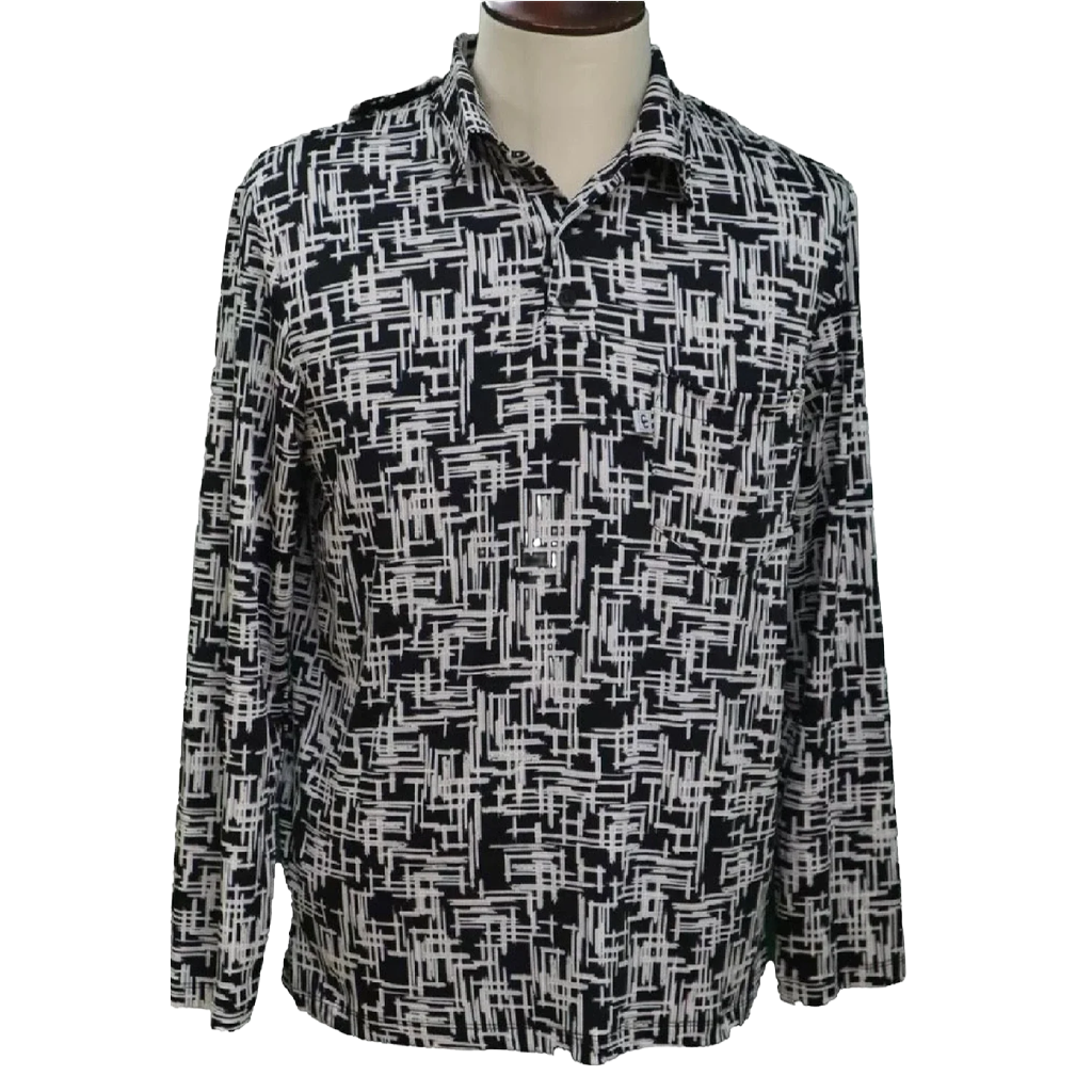 Polo manches longues noir et blanc