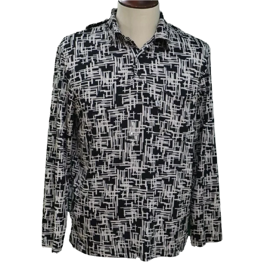 Polo manches longues noir et blanc