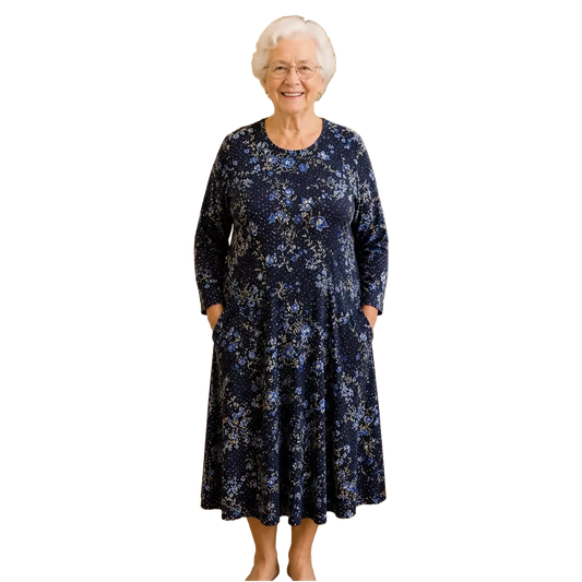 Robe adaptée marine/fleuri