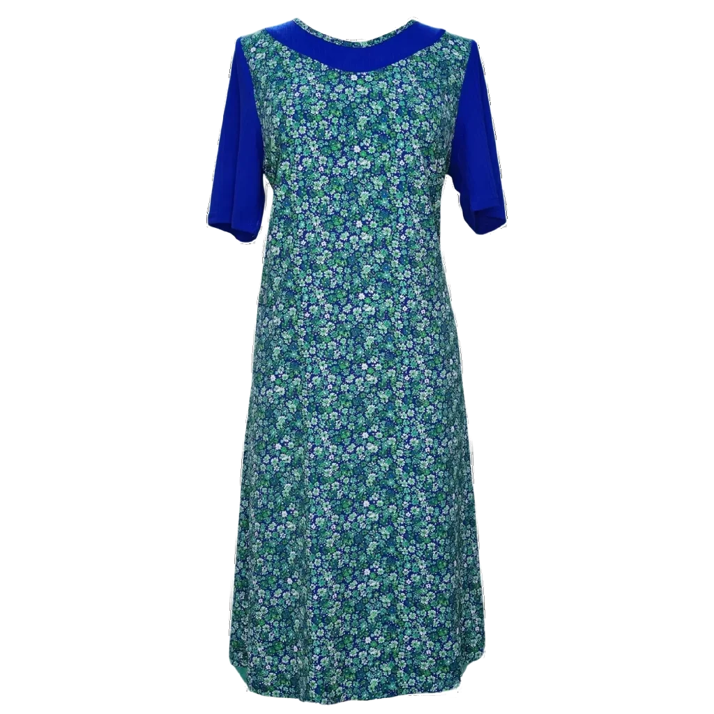 Robe adaptée/manches courtes royale/fleuri vert