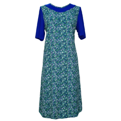 Robe adaptée/manches courtes royale/fleuri vert