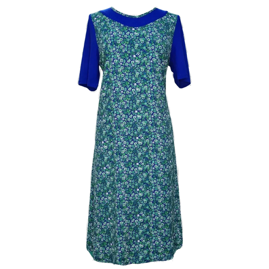 Robe adaptée/manches courtes royale/fleuri vert