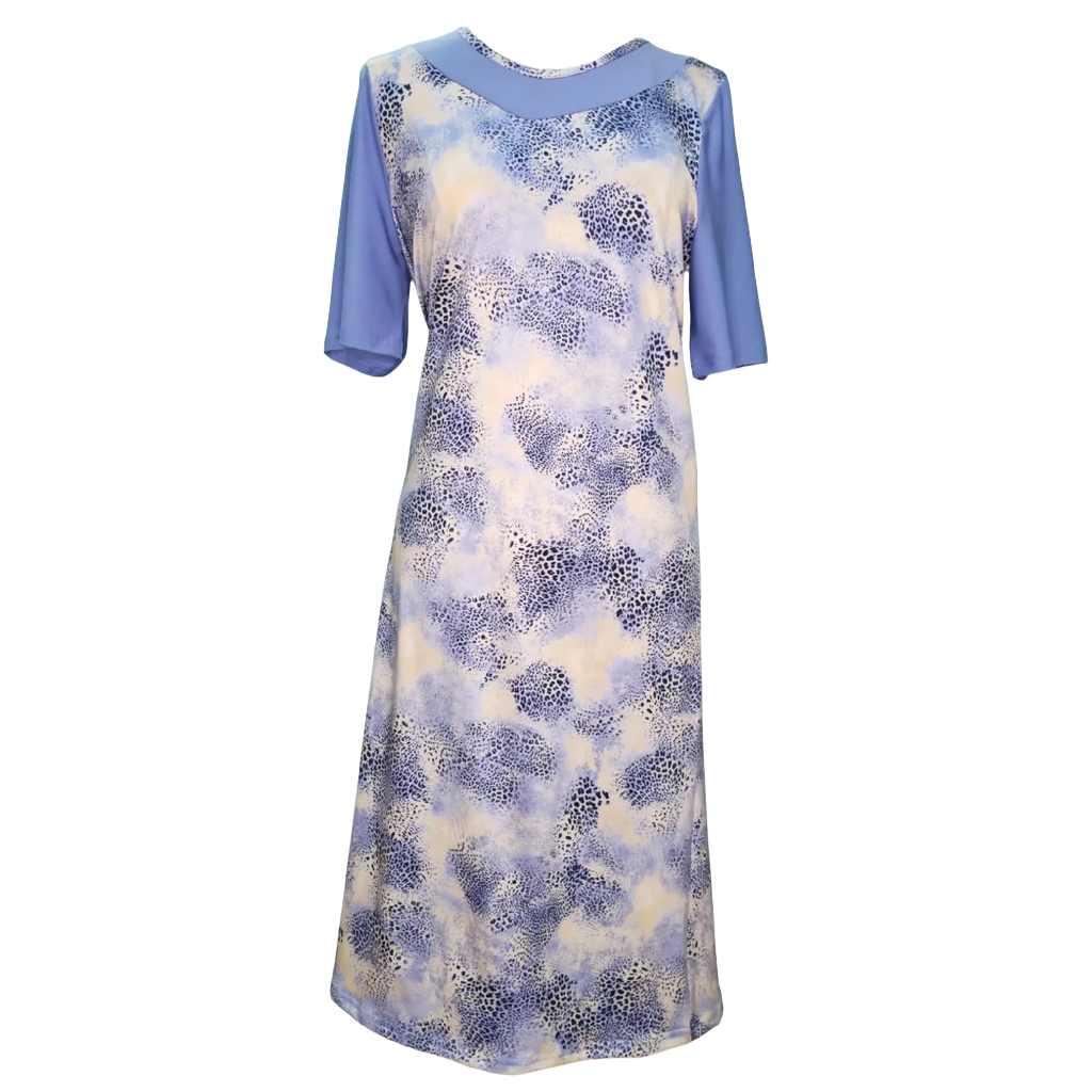 Robe adaptée /manches courtes bleu/leopard