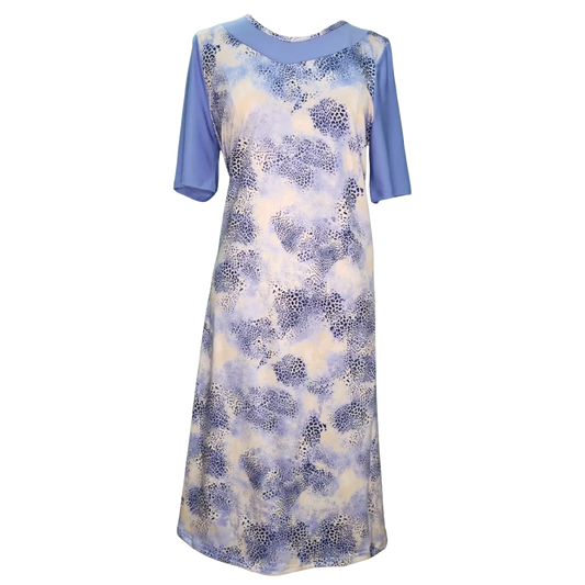 Robe adaptée /manches courtes bleu/leopard