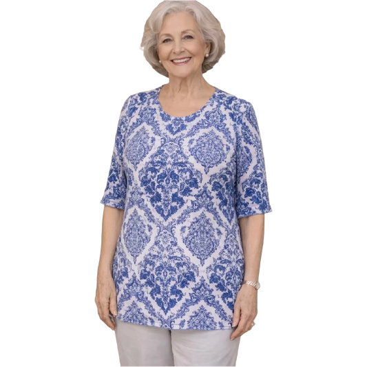 Chandail adapté manches courtes bleu Paisley