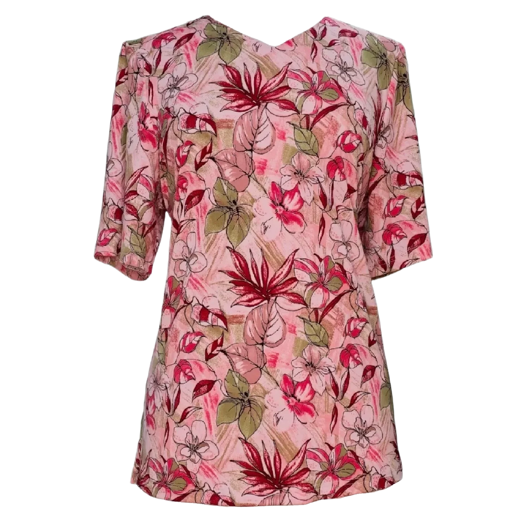 Chandail adapté manches courtes rose florale