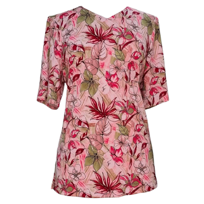 Chandail adapté manches courtes rose florale