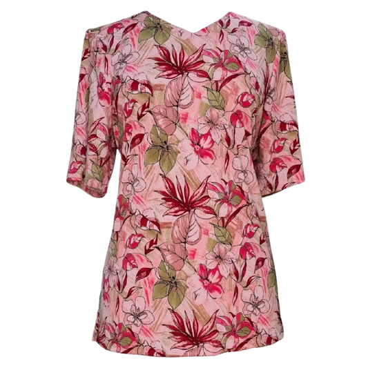 Chandail adapté manches courtes rose florale