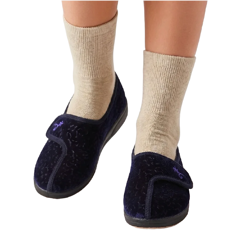 Pantoufles antidérapantes pour femme marine