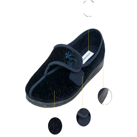 Women's non-slip navy slippers