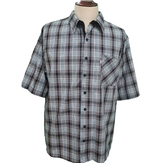 Chemise adaptée turquoise/blanc