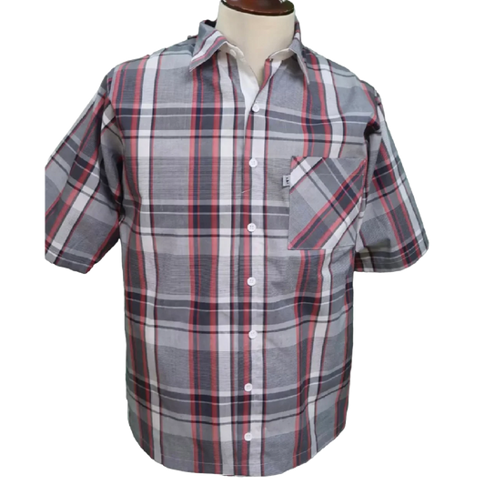 Chemise adaptée-rouge/gris
