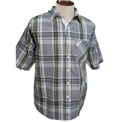 Chemise adaptée-jaune/gris