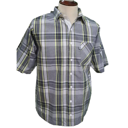 Chemise adaptée-jaune/gris