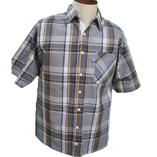 Chemise adaptée-caramel/gris