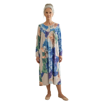 Robe de nuit adaptée fleur bleue