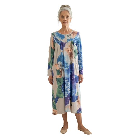 Robe de nuit adaptée fleur bleue
