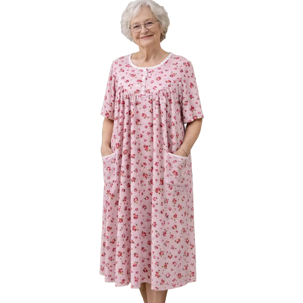 Robe de nuit adaptée/manches courtes roses