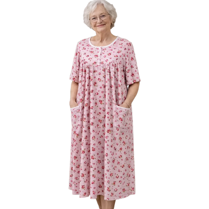 Robe de nuit adaptée/manches courtes roses