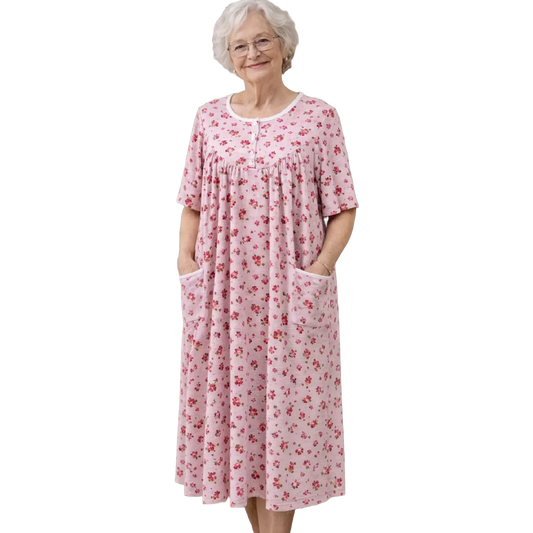 Robe de nuit adaptée/manches courtes roses