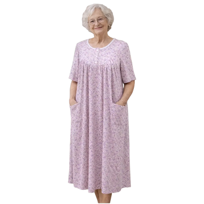 Robe de nuit adaptée/manches courtes rosée