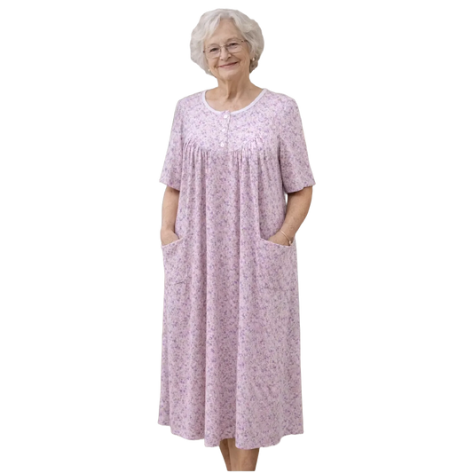 Robe de nuit adaptée/manches courtes rosée