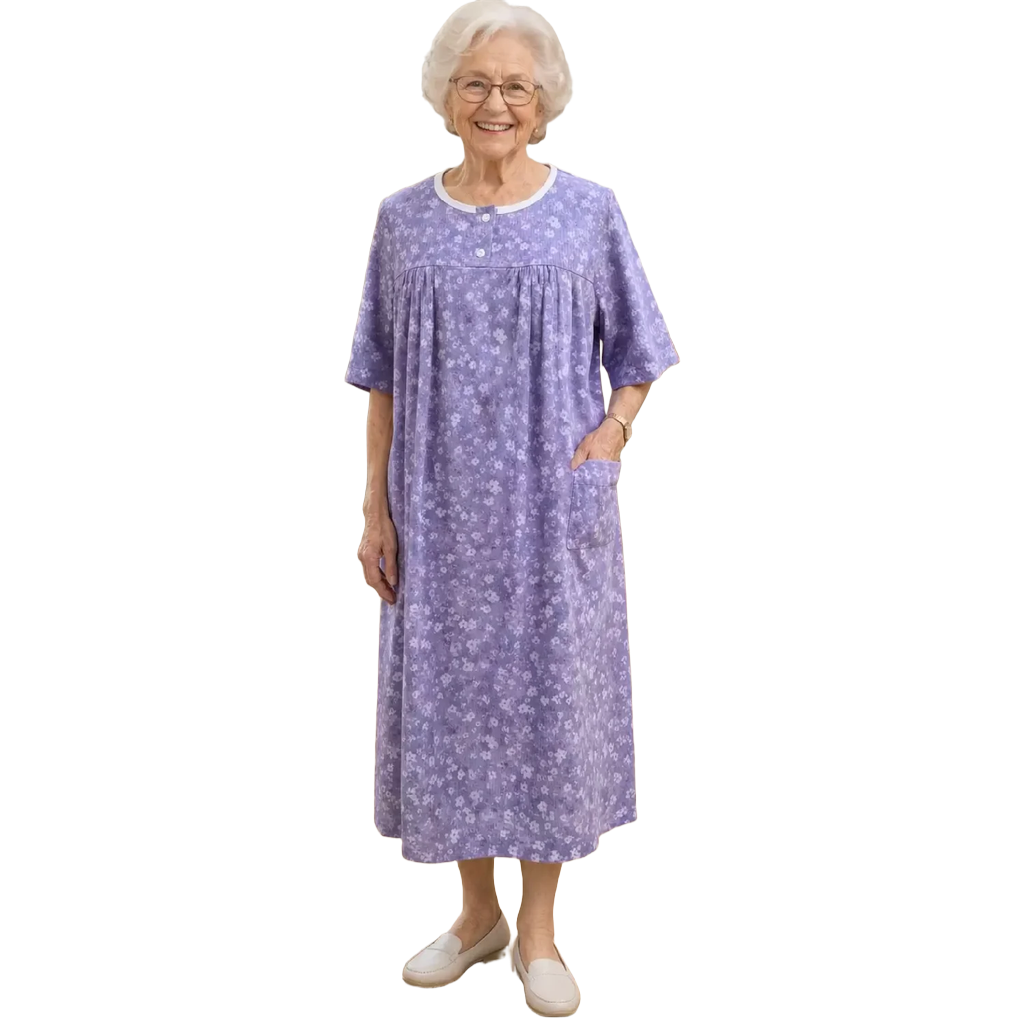 Robe de nuit adaptée/manches courtes lilas