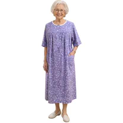 Robe de nuit adaptée/manches courtes lilas