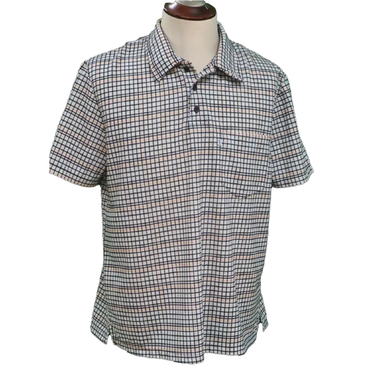Polo adapté pour hommes —carreaux noir et beige